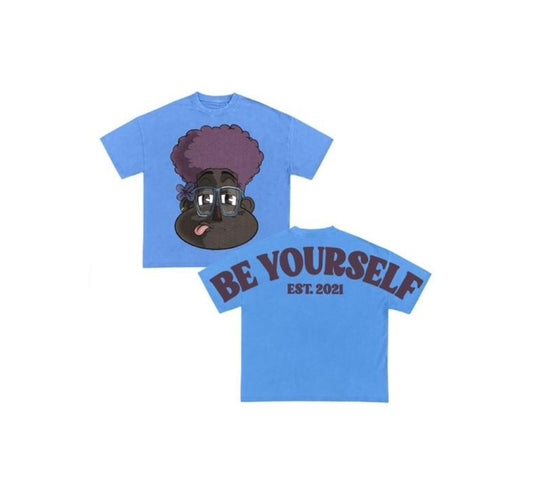 "BE YOURSELF" TEE (BLUE/ NAVY BLUE)